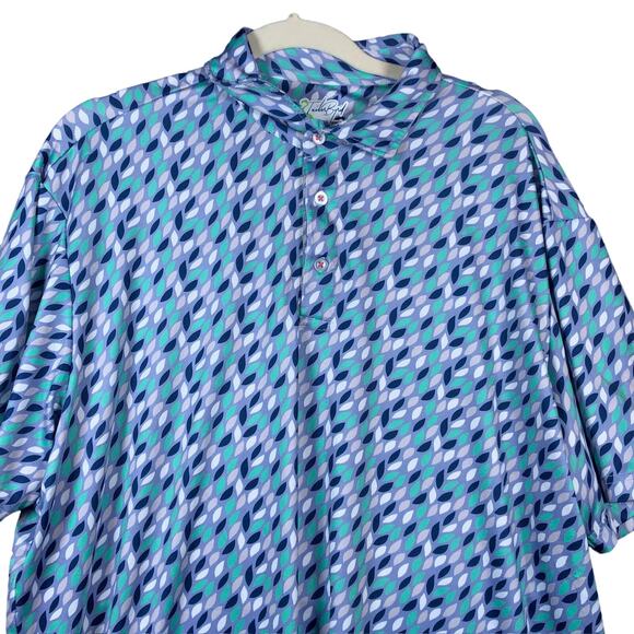 Tailorbyrd Mens Shirt Purple Multi All Over Print Polo Performance Spandex XL - Picture 1 of 12